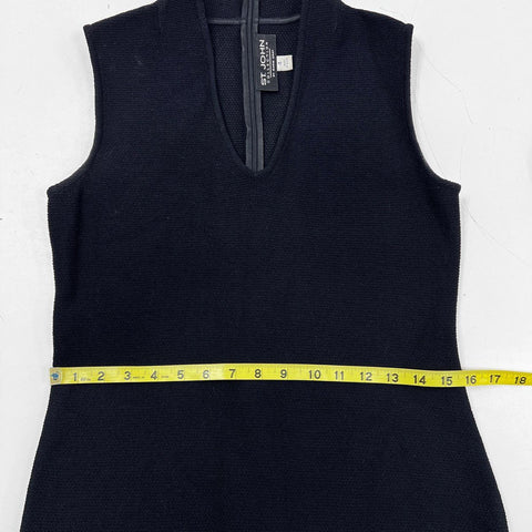 Vintage Y2K St. John Collection Women's Black Santana Knit Sleeveless Dress Sz 4