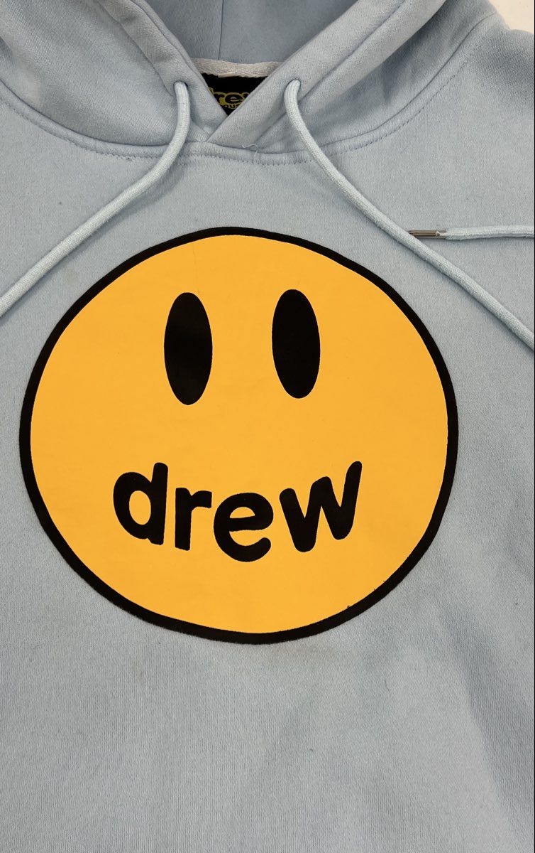 Drew House Men's Light Blue Mascot Smiley Face Hoodie Logo