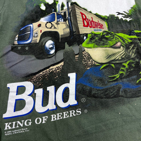 Vintage 1995 Budweiser Frog Truck T-Shirt Single Stitch Changes Made USA Sz L