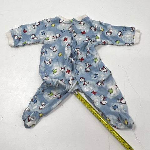 Baby Snoopy Blue Red Baron Clouds Vintage Y2K Footed Sleeper Pajamas Sz 6-9M