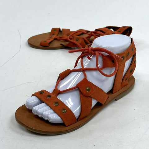 New Diba Terracotta Suede Studded Lace Up Gladiator Sandals Womens Size 6