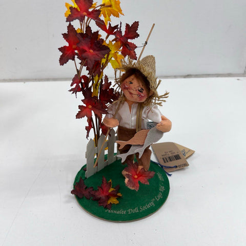 Annalee 7 Inch Goin' Fishing Logo Kid 1995 Doll Society Figurine With Box