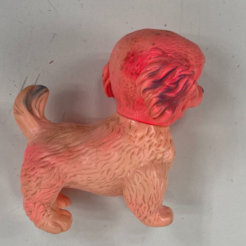 Vintage Rubber Squeak Toy Pink Red Dog Puppy Figurine Mid Century Kitsch