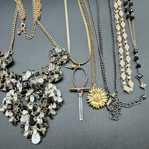 Costume Jewelry Lot 12 Necklaces Statement Beaded Tassel Mixed Metals