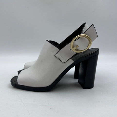 Sarto by Franco Sarto A-Walter White Leather Block Heel Slingback Size 6.5
