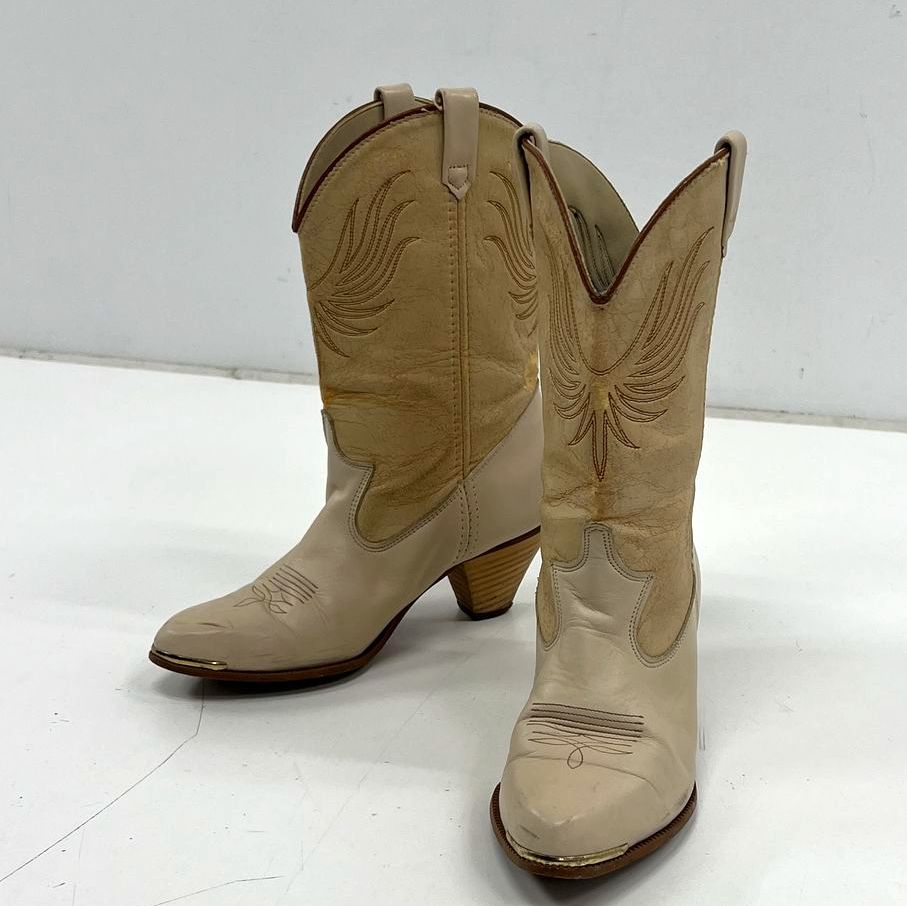 Vintage Dingo 42002 Two Tone Leather Western Cowgirl Boots USA Made Size 7.5