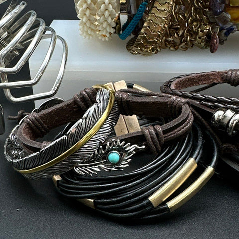 Mixed Fashion Costume Jewelry Lot Bracelets Beaded Cuff Bangle Boho Animal Print