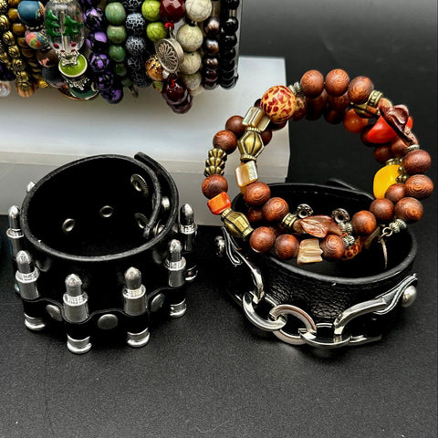 Mixed Costume Jewelry Lot 40+ Bracelets Beaded Leather Bangles Vintage to Modern