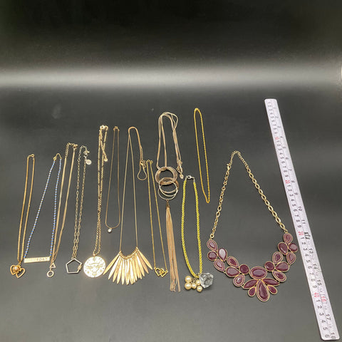 Mixed Fashion Jewelry Lot 12 Necklaces Gold Tone Statement Tassel Gameday Boho