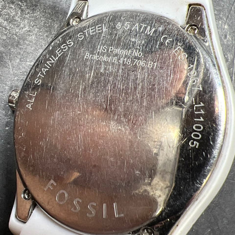 White Fossil ES-1967 Watch New Battery