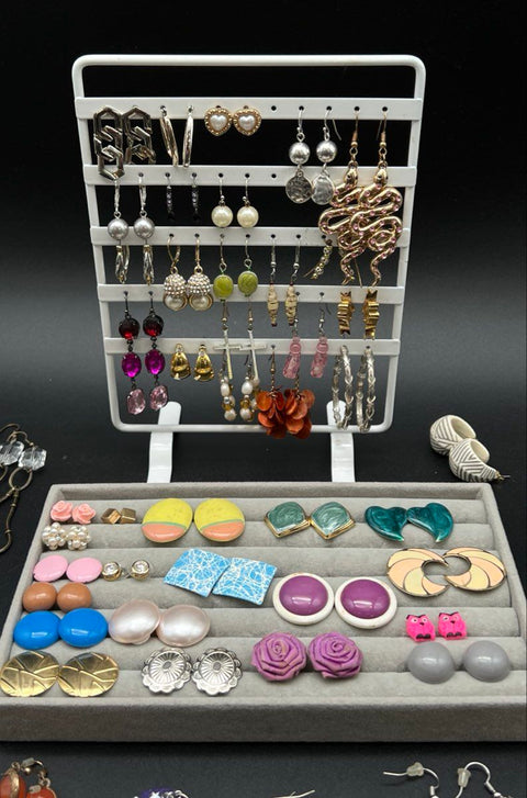 Mixed Style Costume Jewelry Lot 100+ Pieces Earrings Hoops Dangles Studs Boho