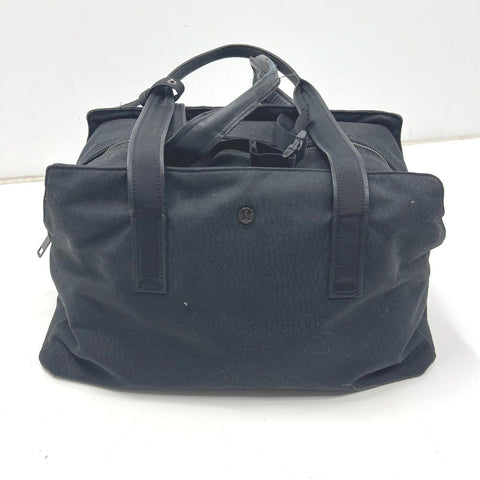 Lululemon Black Textured Canvas Tote Gym Bag Large Duffel Travel
