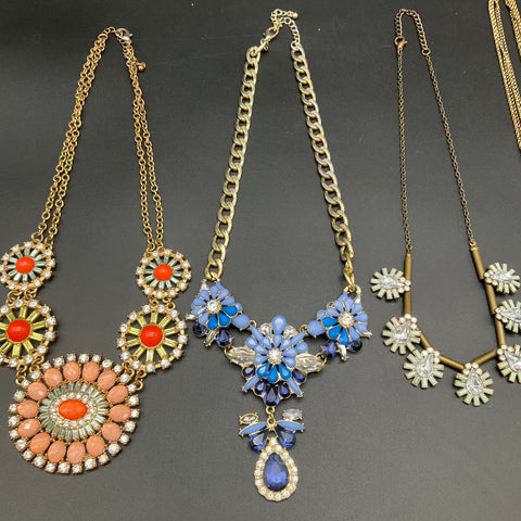 Statement Fashion Jewelry Lot of 5 Necklaces Express Floral Leaf Rhinestone