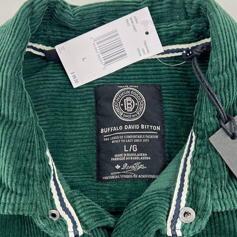 NWT Buffalo David Bitton Juno Green Corduroy Shirt Jacket Shacket Men's L