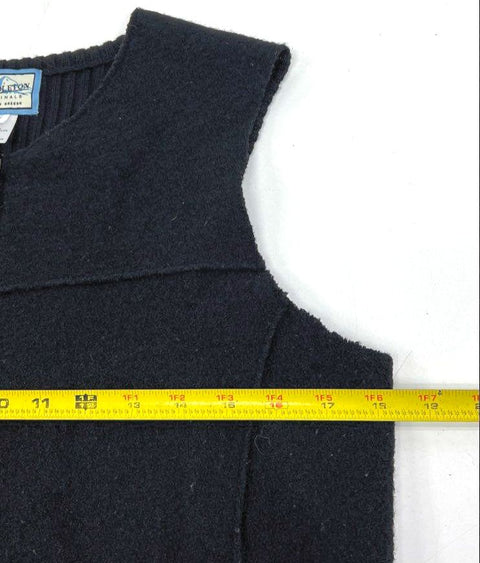 Vintage Y2K Pendleton Black Merino Wool Full Zip Ribbed Back Vest Womens M