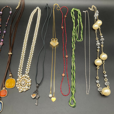 Fashion Costume Jewelry Lot 10 Necklaces Vintage to Modern Mixed Beaded Pearl