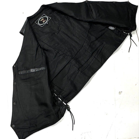 Vintage 90s Zony Harley-Davidson Back Patch Side Lace Leather Biker Vest Sz 46