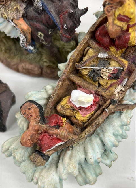 Vintage Lot Castagna Resin Figurines Native American Western Cowboy 1990s