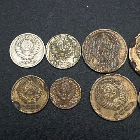 Vintage USSR CCCP Soviet Union Coin Lot 9 Pieces 1-10 Kopeks 1967-1974