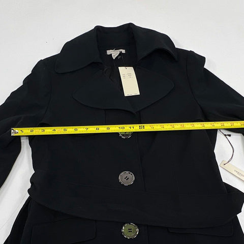 Vertigo Paris Women's Black Belted Trench Coat Jacket NWT Size 12