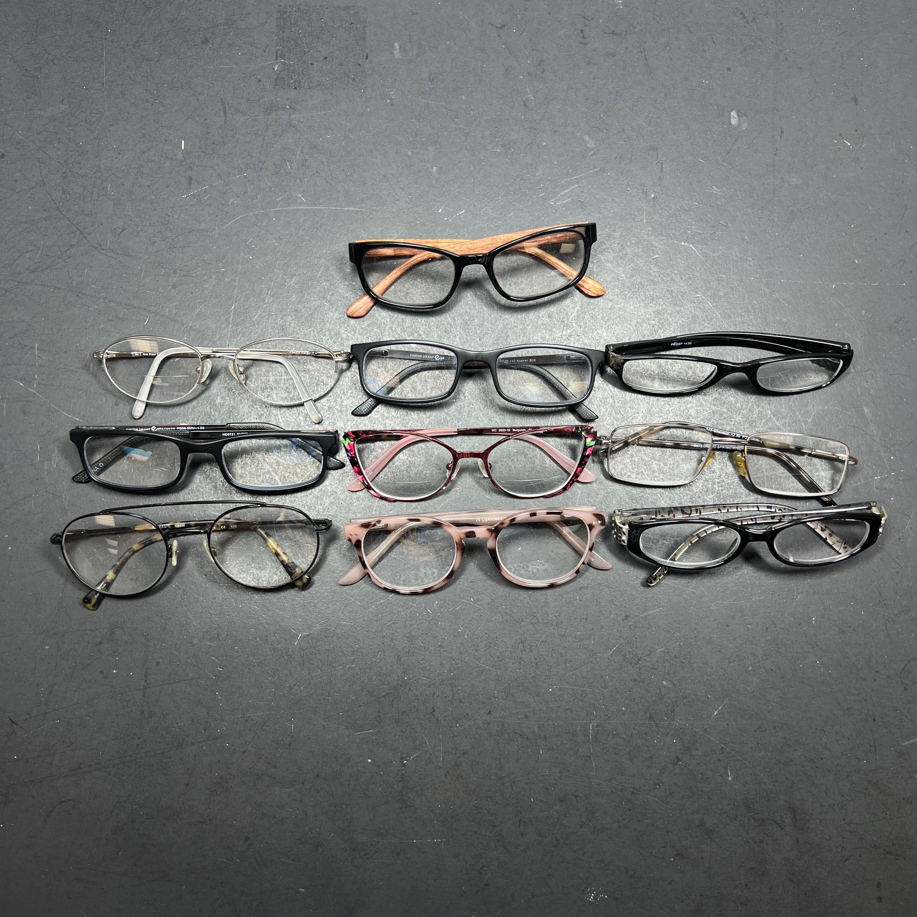 Lot of Eyeglass Frames Assorted Styles Sizes Vary *Need Lenses* Foster Grant Etc