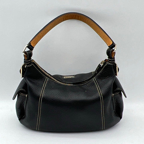Dooney & Bourke Black Pebble Grain Leather Hobo Shoulder Bag Gold Hardware