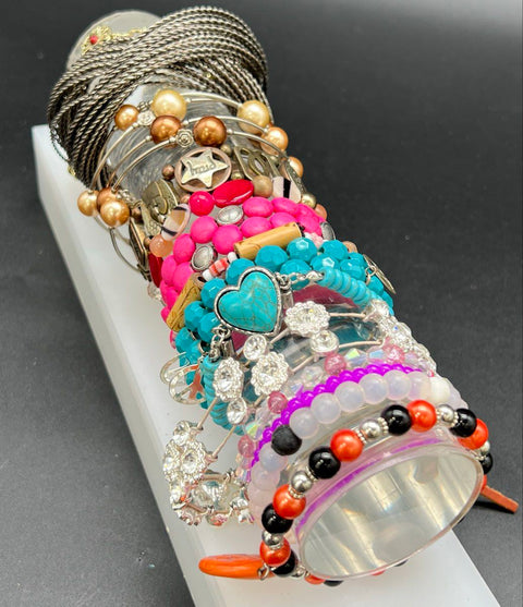 Vintage to Modern Costume Jewelry Bracelet Lot 3 lbs Beaded Bangle Stretch Cuff