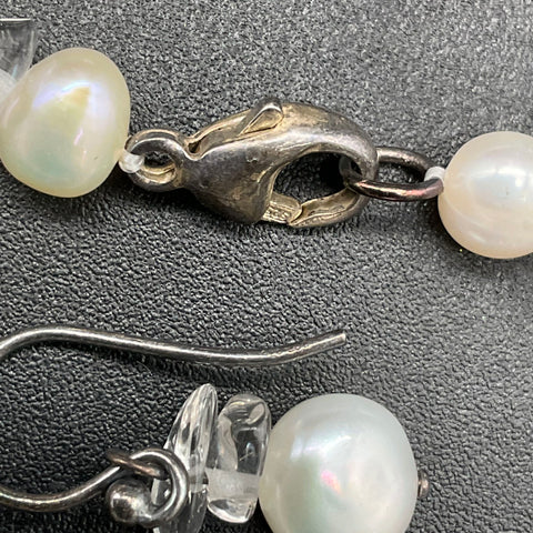 Sterling Silver 925 Pearl & Faux Pearl Jewelry Lot 11pc Necklaces Bracelets