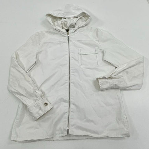 Enerma White Full Zip Hooded Cotton Twill Jacket Men's 22.5" Chest