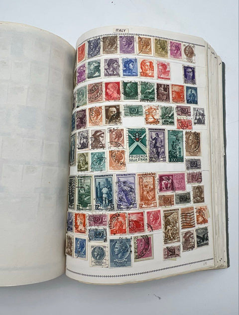 Vintage Stamp Collection Album Lot US and Italy 1970s Philately Mixed Stamps