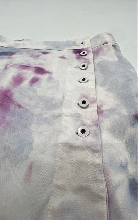 Anthropologie Women's Purple White Tie Dye Button Wrap Midi Skirt Sz 4 NWT