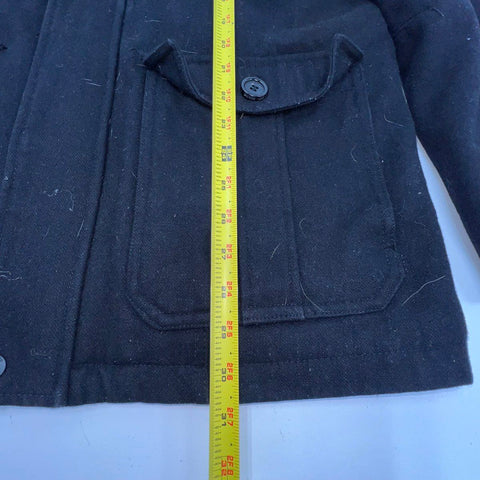 Guess Men's Black Military Field Jacket Wool Blend Coat Quilted Lining Size L