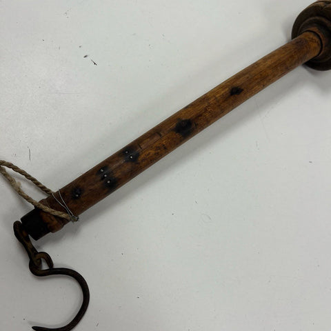 Antique Primitive Wood & Iron Mallet Hammer w/ Hook Bung Starter Farm Tool 17"