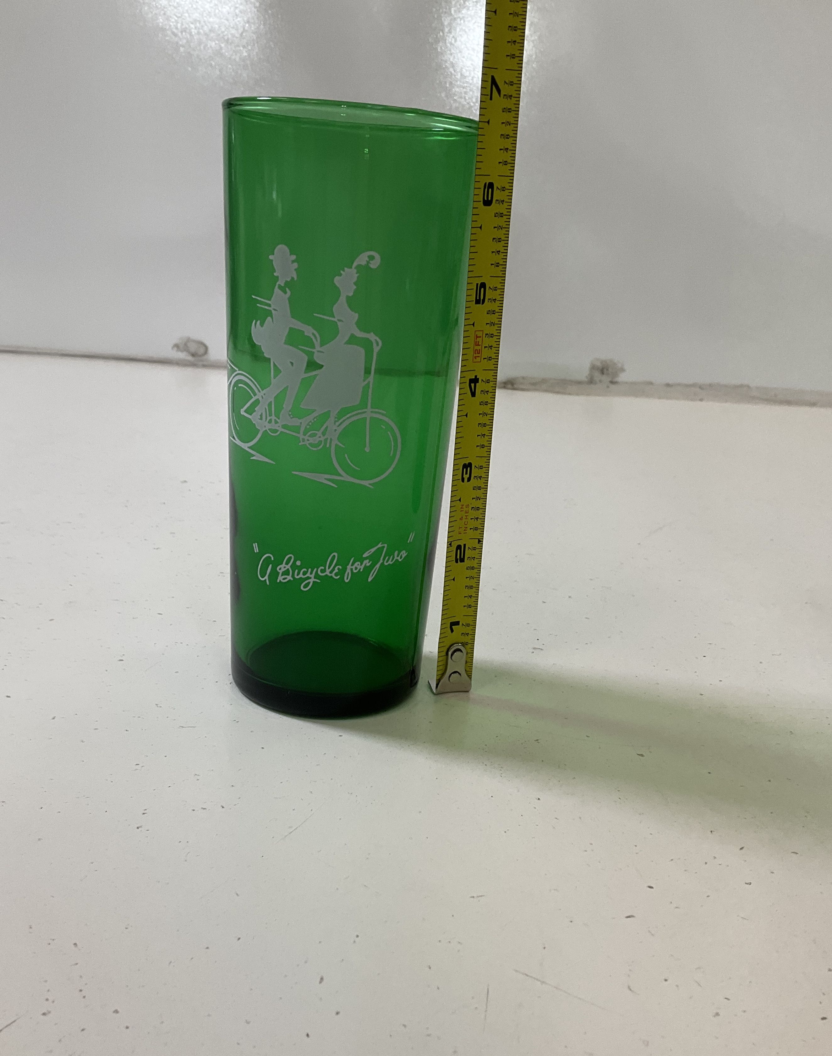 Set Of 6 Vintage Anchor Hocking Gay 90s Forest Green Collins Tumbler Glasses
