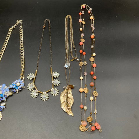 Statement Fashion Jewelry Lot of 5 Necklaces Express Floral Leaf Rhinestone