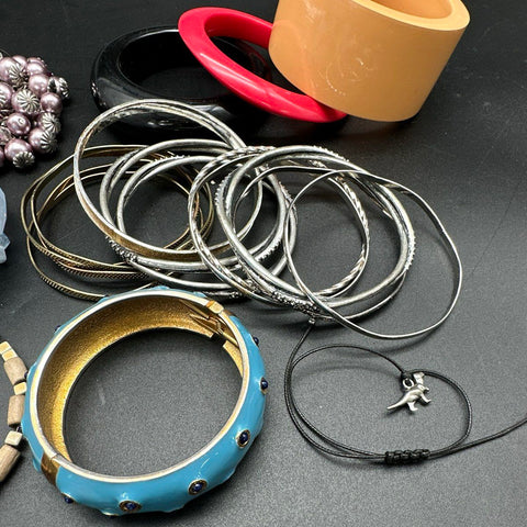 Eclectic Costume Jewelry Lot of 22 Bracelets Bangles Cuffs Boho Vintage Styles
