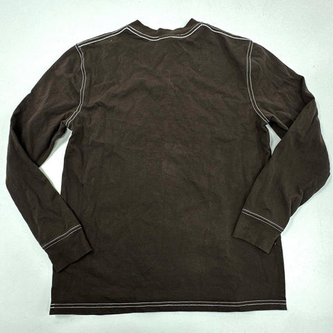 Empyre Men's Brown Long Sleeve T-Shirt Contrast Stitch Graffiti Logo Sz S