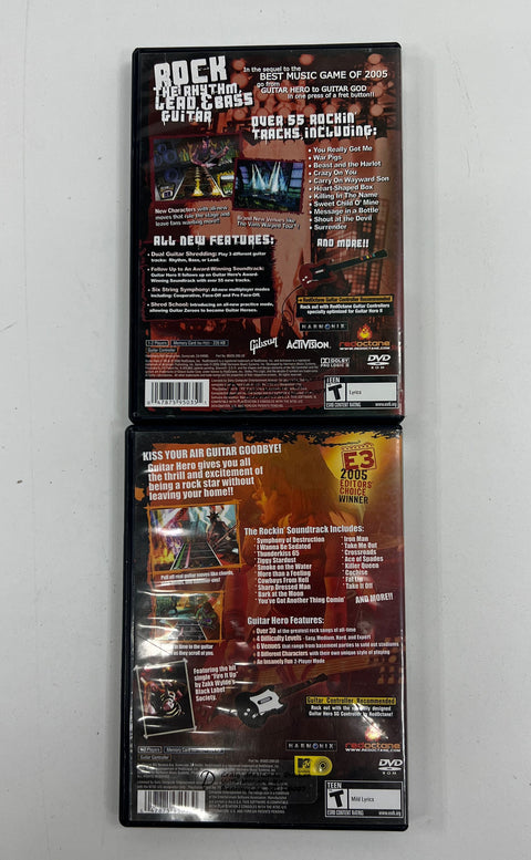 Sony Playstation 2 PS2 Game Lot UNTESTED Guitar Hero 1 & 2 in Cases
