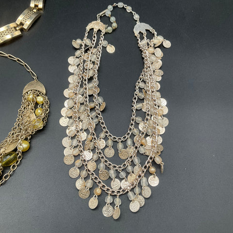Vintage Costume Jewelry Lot 4pc Necklaces Bracelet Boho Mid-Century Butterfly