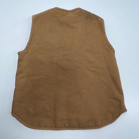 Vintage 80s Carhartt Duck Canvas Sherpa Lined Work Vest Made in USA Sz XL