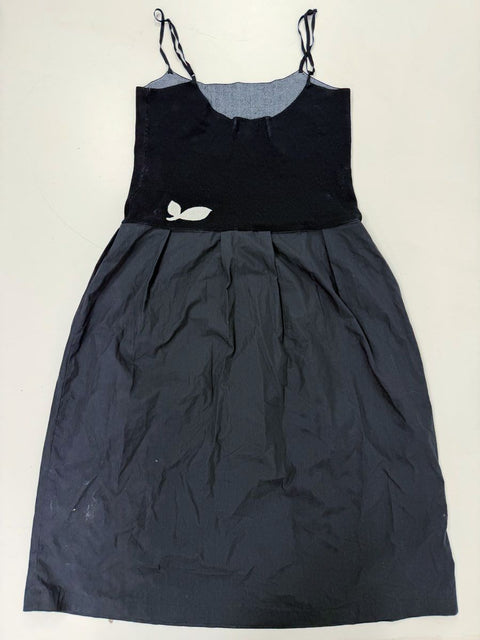 Find Me Now Women's Black Rose Graphic Mixed Media Midi Dress Sz L