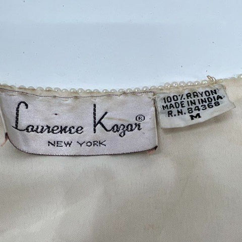 Vintage 80s Lawrence Kazar Beaded Pearl Two Piece Dress Bolero Set Sz M