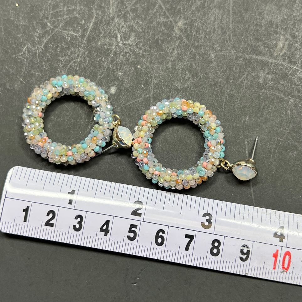 Loft Multicolor Beaded Dangling Hoop Earrings