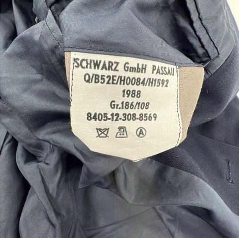 Vintage 1988 West German Luftwaffe Dress Tunic Jacket Yellow Piping Sz 42