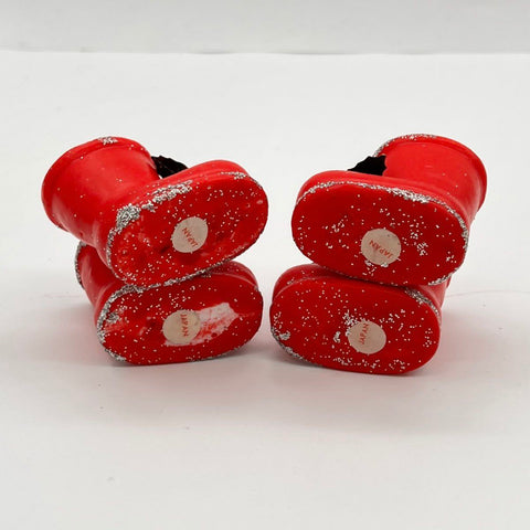 Vintage Christmas Boot Candles Lot 4 Red Wax Figurines With Original Box Japan