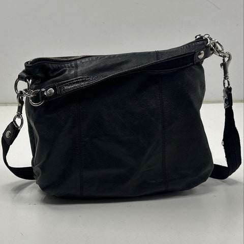 Coach Black Leather Poppy Pocket Hobo Shoulder Bag 14561 Silver Hardware
