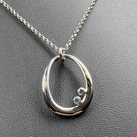 Frederic Duclos Sterling Silver Blue Gemstone Necklace NWT 6.07g