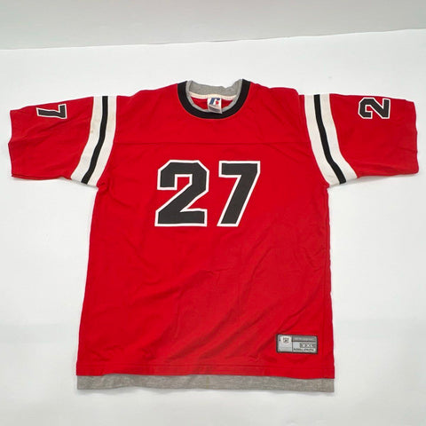 Vintage 90s Russell Athletic Football Jersey Shirt No 27 Red White Black Sz XL