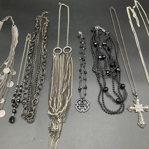 Statement Costume Jewelry Lot 10 Necklaces Starfish Cross Rhinestone Beaded