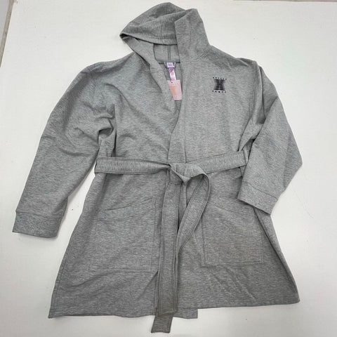Savage X Fenty Women's Gray Hooded Robe Logo Belted NWT Size M/L